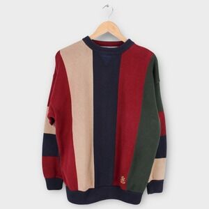 Vintage Woods & Gray Colorblock Knit Chunky Sweater Mens Large Crewneck